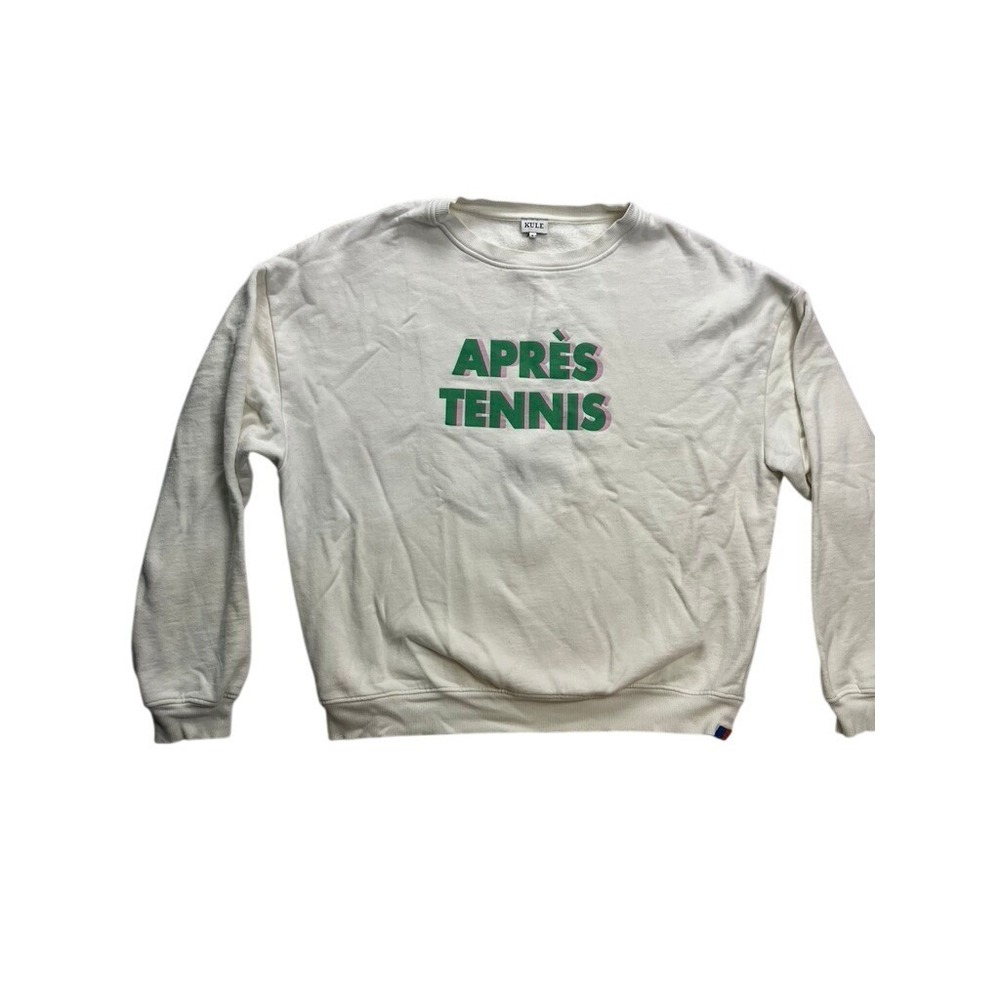 KULE Après Tennis‎ Sweatshirt Womens Size S White Graphic Organic Cotton
